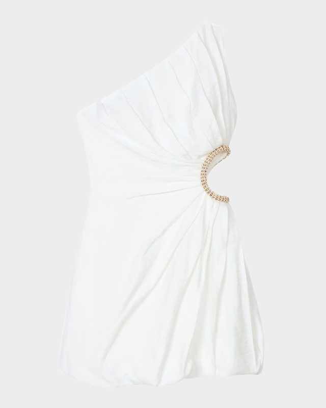 Dalida Asymmetric Embellished Cutout Mini Dress
